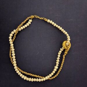 Elegant brass and pearl necklace